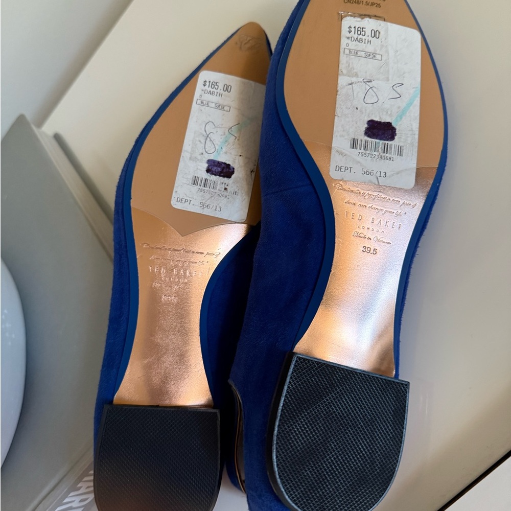 Ted Baker London DABIH Cut Out Ballet Flats Metallic Heel Women 39.5 USA 8.5 - Picture 7 of 7